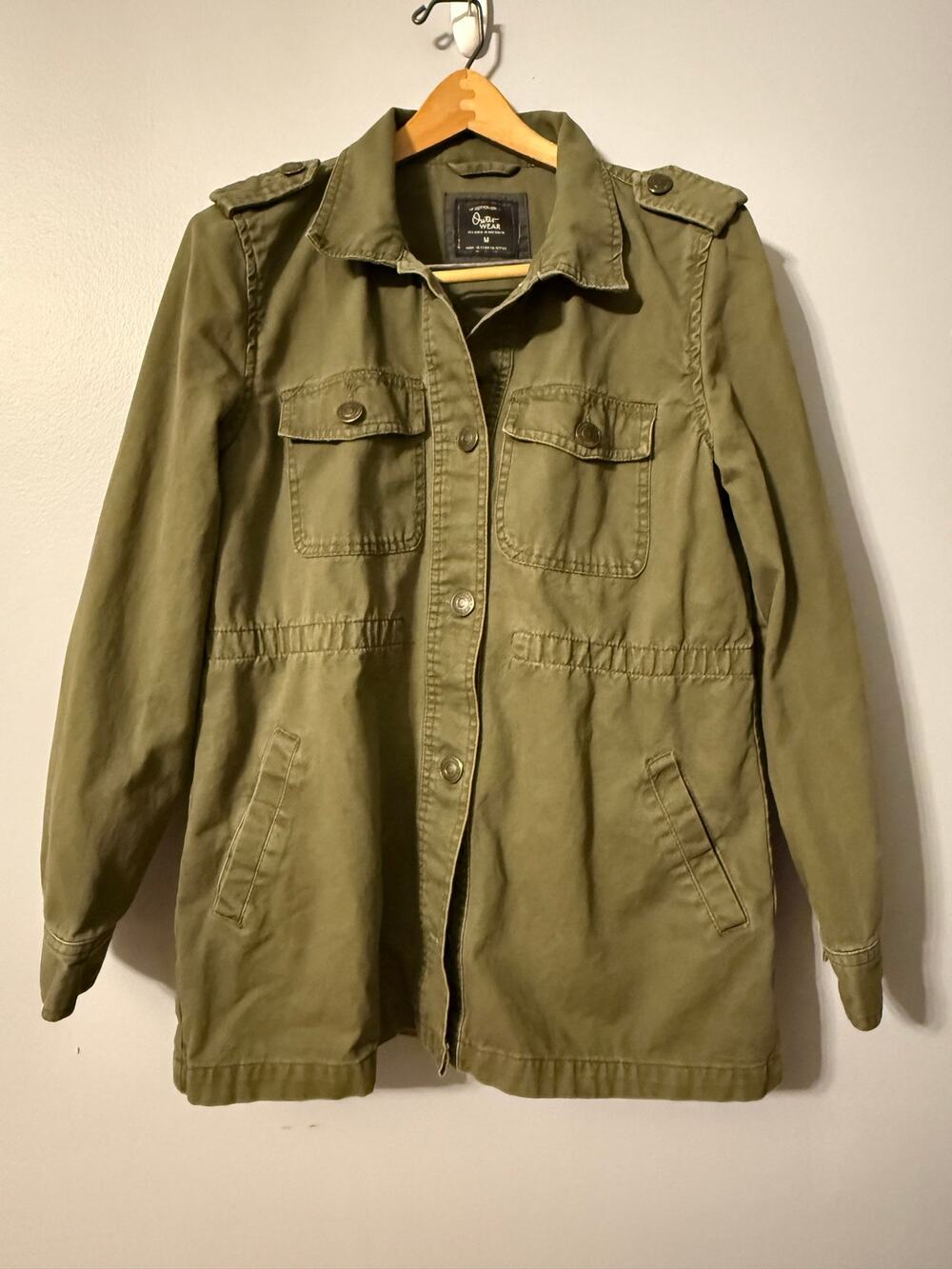 Cotton On Army Green Field Jacket Button Front Medium EUC